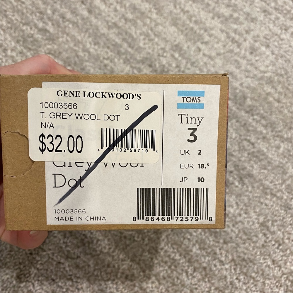 Toms toddler size 3 barely used!